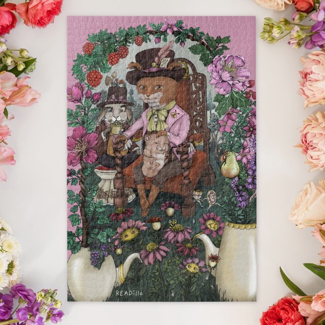 Whimsical Fox Mad Hatter Alice in Wonderland Art Jigsaw Puzzle (Creator Uploaded)