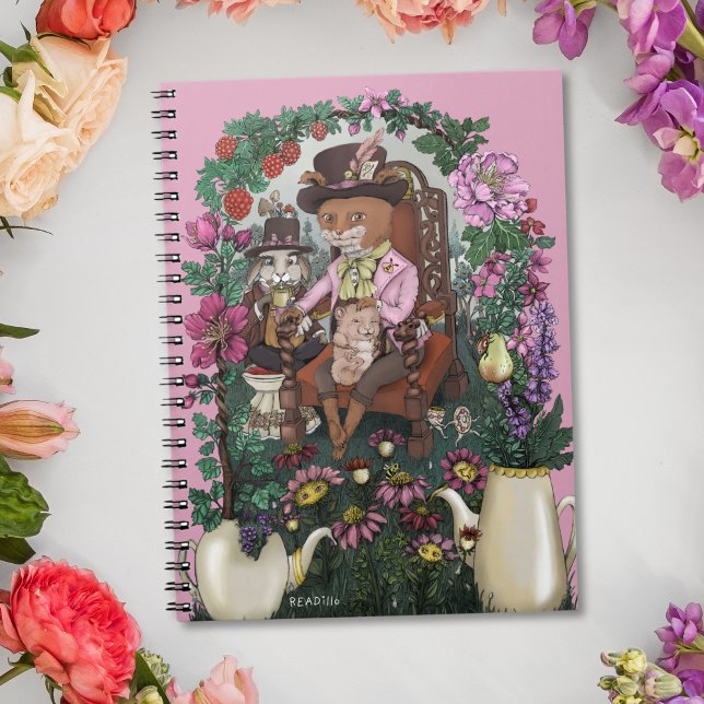 Whimsical Fox Mad Hatter Alice in Wonderland Art Notebook (Creator Uploaded)
