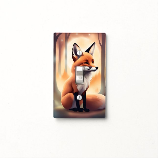 Whimsical Fox Nursery Light Switch Cover (In Situ)