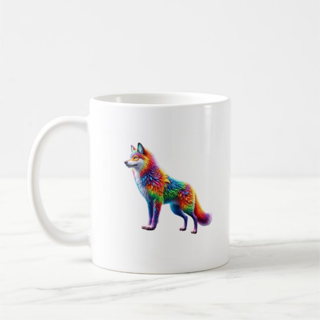 Whimsical Fox of Radiant Hues Coffee Mug (Left)