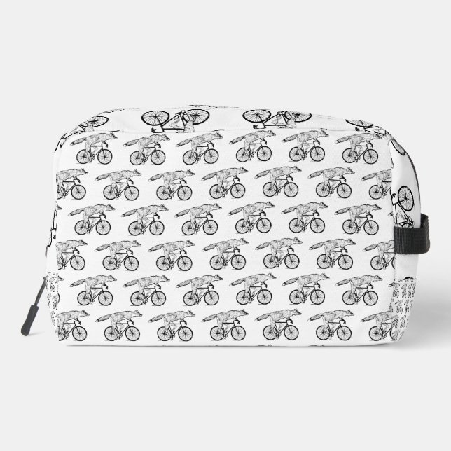 Whimsical Fox on Bicycle Art Print Dopp Kit (Back)