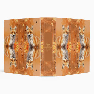 Whimsical Fox - Orange Trendy Script 3 Ring Binder
