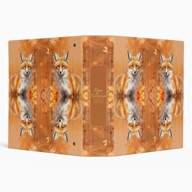 Whimsical Fox - Orange Trendy Script 3 Ring Binder (Background)