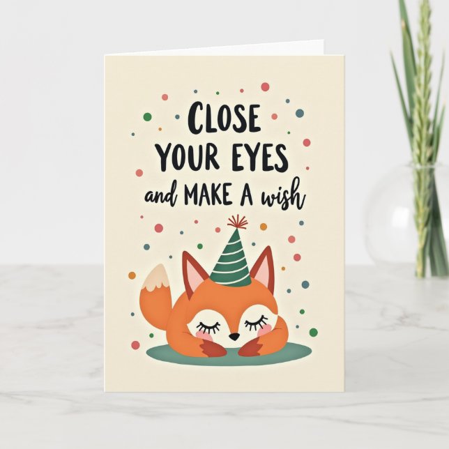 Whimsical Fox Party Card (Front)