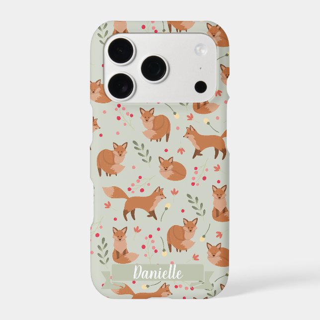 Whimsical Fox Pattern Iphone Case (Back)