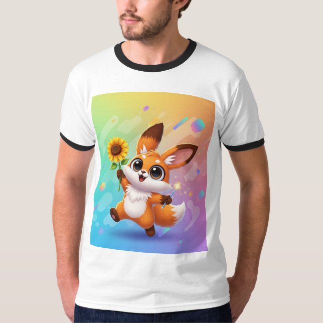 Whimsical Fox-Rabbit Hybrid Art T-Shirt  * Cute Fa (Front)