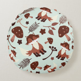 Whimsical Fox Round Pillow