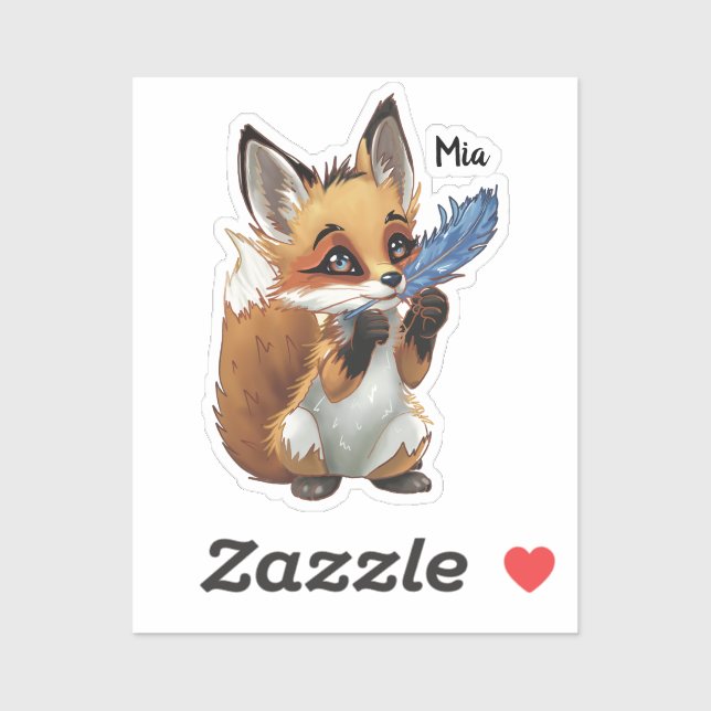 Whimsical Fox with a Feather Sticker (Sheet)