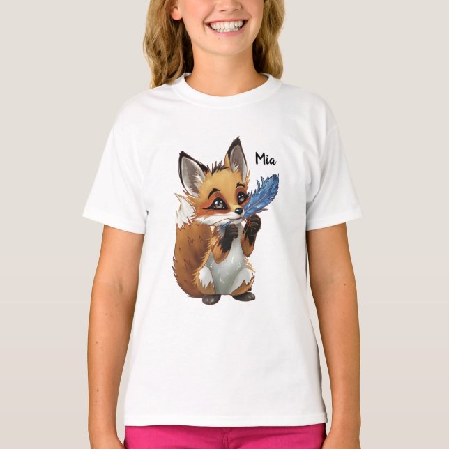 Whimsical Fox with a Feather T-Shirt (Front)
