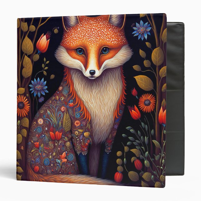 Whimsical Fox Woodland Fantasy Art 3 Ring Binder (Front/Inside)