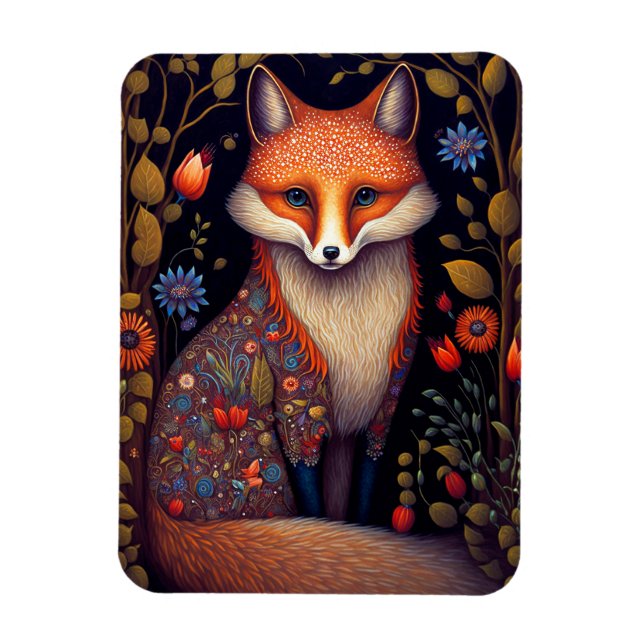 Whimsical Fox Woodland Fantasy Art Magnet (Vertical)