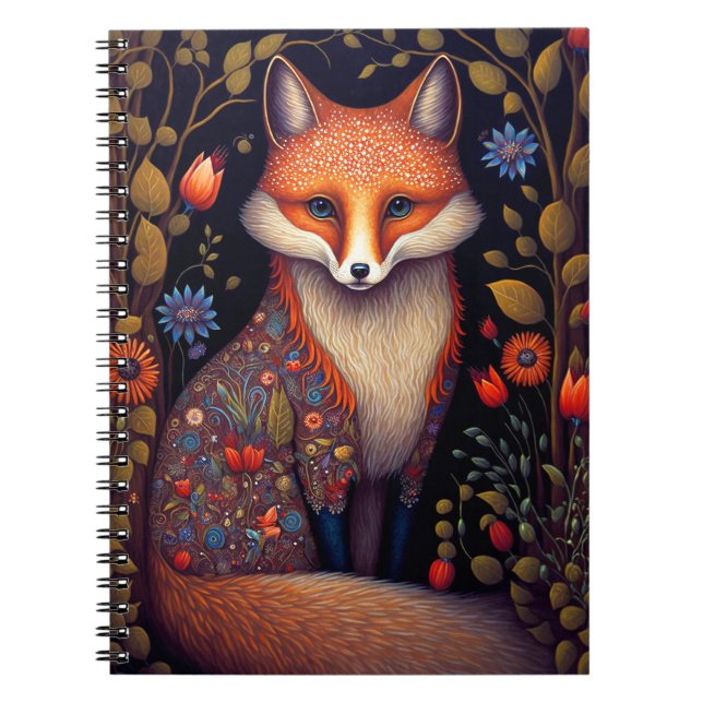 Whimsical Fox Woodland Fantasy Art Notebook (Front)