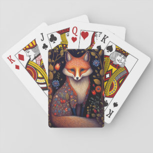 Whimsical Fox Woodland Fantasy Art Playing Cards