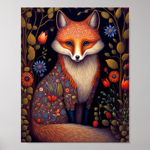 Whimsical Fox Woodland Fantasy Art Poster