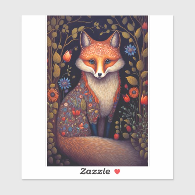 Whimsical Fox Woodland Fantasy Art Sticker (Sheet)