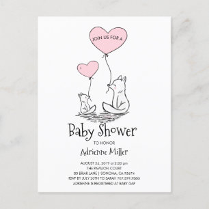 Whimsical Foxes and Balloons Boy Baby Shower Invitation Postcard