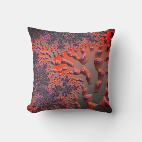 Whimsical Fractal Coral Reef Abstract Art Throw Pi Throw Pillow