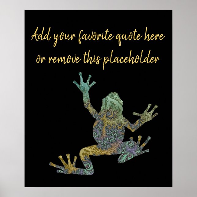 Whimsical Fractal Tree Frog with Custom Quote Poster (Front)