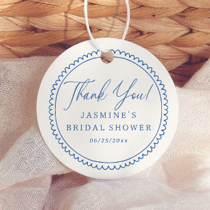 Whimsical Frame Blue Bridal Shower Thank You Favor Tags