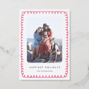 Whimsical Frame Happiest Holidays Letterpress Photo Cards