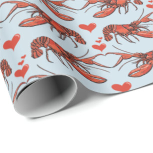 Whimsical French Blue You're My Lobster Romantic Wrapping Paper