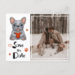 Whimsical French Bulldog Save the Date Photo Announcement Postcard
