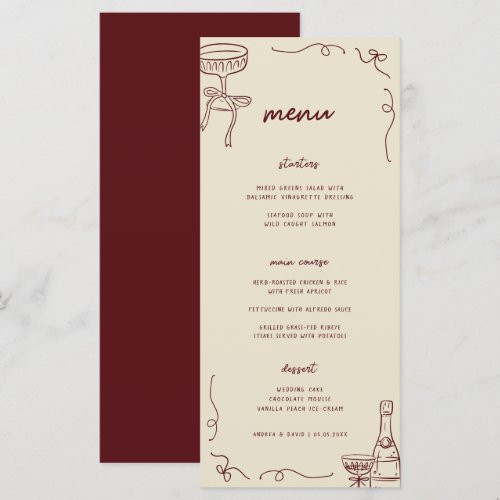 Whimsical French Fun Engagement Party or Wedding Menu