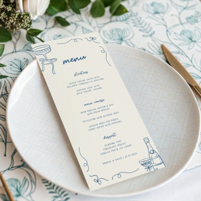 Whimsical French Fun Engagement Party or Wedding Menu (Creator Uploaded)