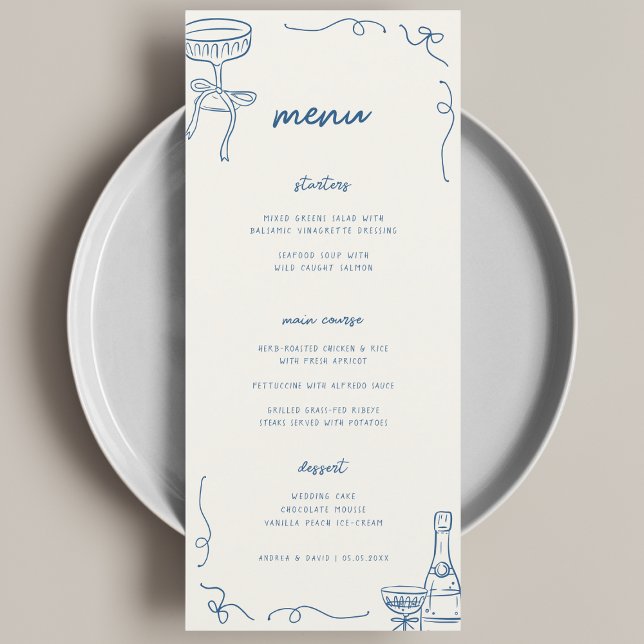 Whimsical French Fun Engagement Party or Wedding Menu (Creator Uploaded)