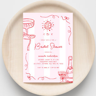 Whimsical French Fun Hand Drawn Bridal Shower Invitation