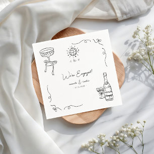Whimsical French Fun Hand Drawn Engagement Party Napkins