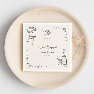 Whimsical French Fun Hand Drawn Engagement Party Napkins