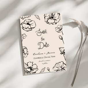 Whimsical French Vintage Floral Hand Drawn Wedding Save The Date