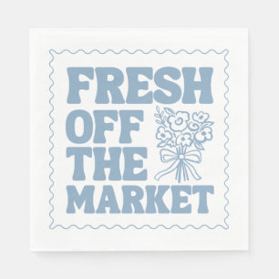 Whimsical Fresh Off The Market Blue Bridal Shower Napkins