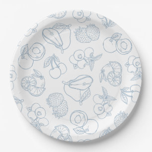Whimsical Fresh Off The Market Blue Bridal Shower Paper Plates