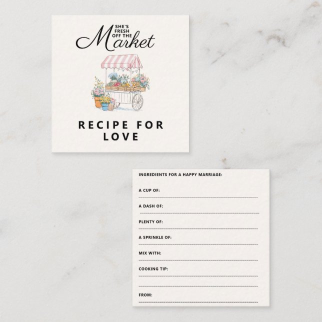 Whimsical Fresh Off The Market Bridal Shower  Enclosure Card (Front/Back)