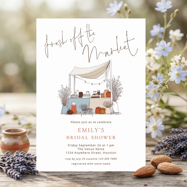 Whimsical Fresh off the Market Bridal Shower Invitation (Creator Uploaded)