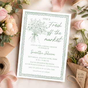 Whimsical Fresh Off the Market Bridal Shower Invitation