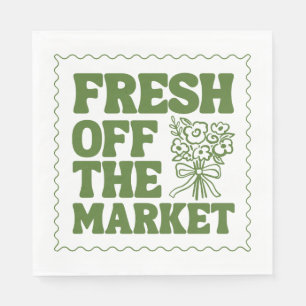 Whimsical Fresh Off The Market Green Bridal Shower Napkins