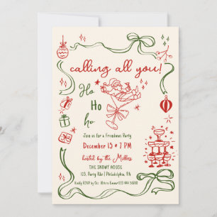 whimsical Friendmas party Santa cocktail Announcement