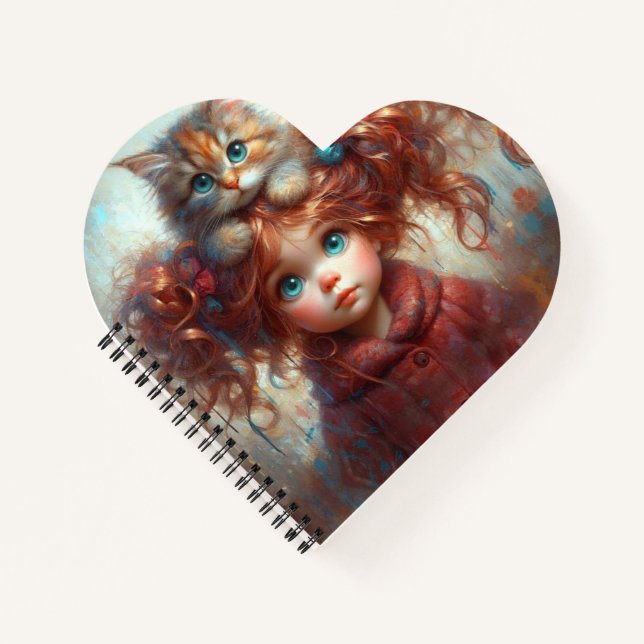 "Whimsical Friendship – Heart-Shaped Notebook" Notebook (Front)