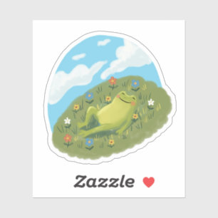 Whimsical Frog Chilling On The Hill Illustration Sticker