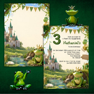 Whimsical Frog In A Crown Birthday Party Invitation