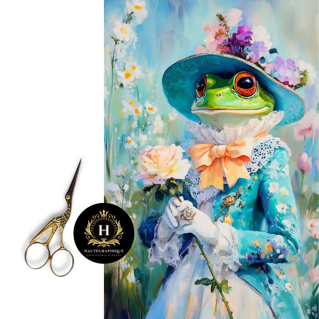 Whimsical Frog in Floral Hat Decoupage Tissue Paper (Creator Uploaded)