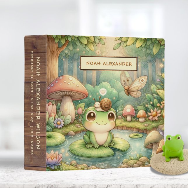 Whimsical Frog Mushroom Woodland Baby Photo Album 3 Ring Binder (Creator Uploaded)