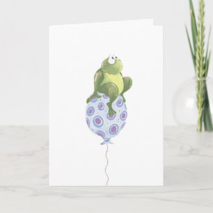 whimsical frog on balloon card
