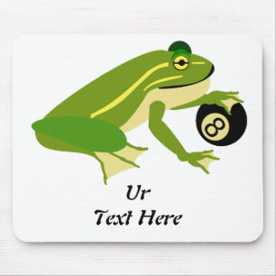 Whimsical Frog Palming an Eight Ball Mouse Pad