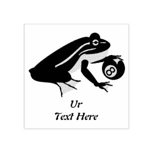 Whimsical Frog Palming an Eight Ball Rubber Stamp
