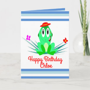 Whimsical Frog Personalized Birthday Card