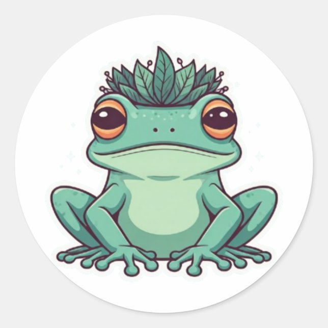 Whimsical Frog Prince Sticker Design (Front)